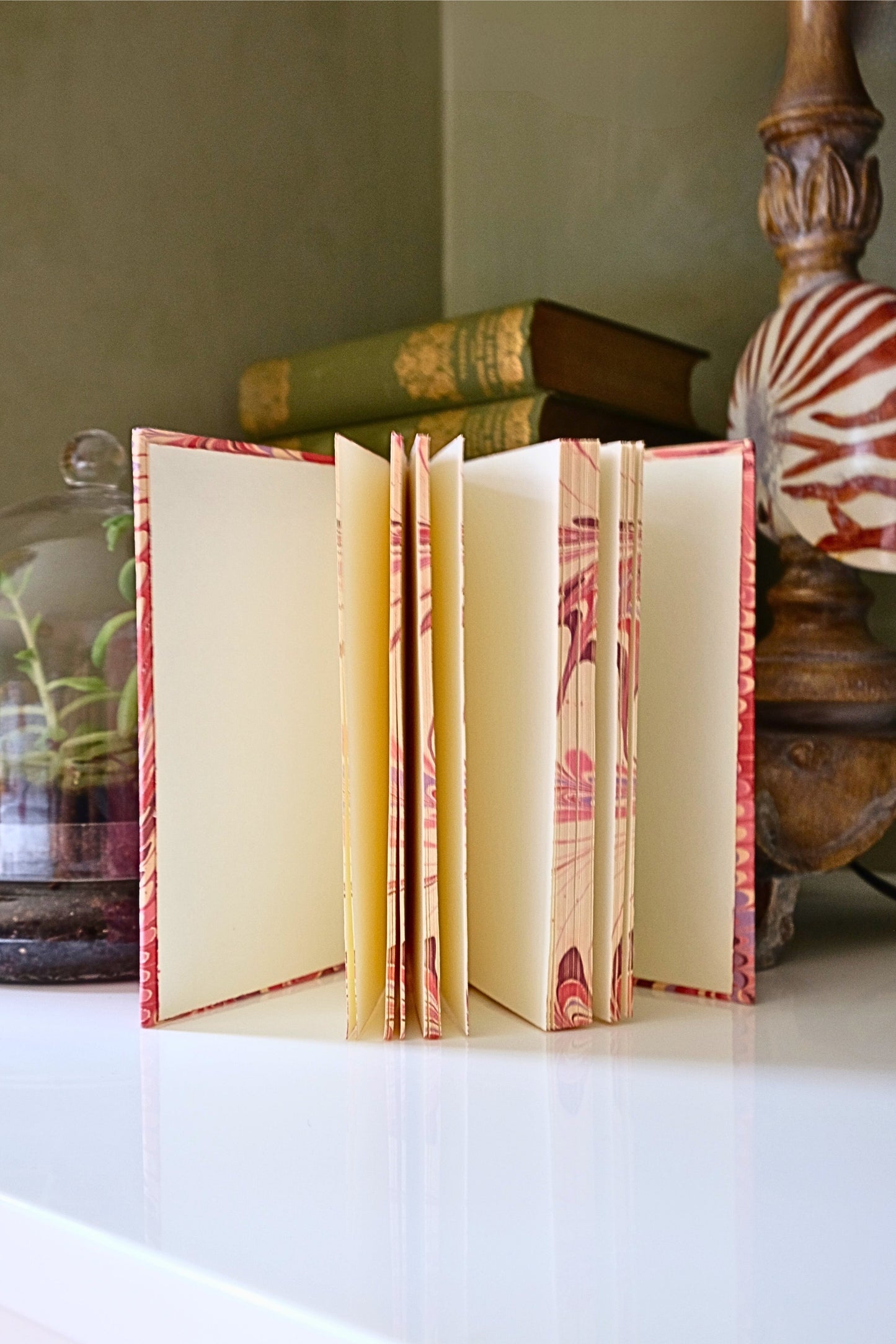 Hand-Marbled Hardcover Notebook in Florentine Pink