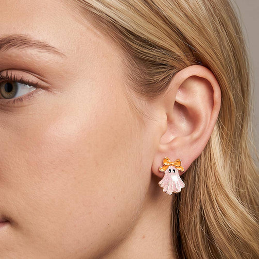 Glitter Halloween Ghost Stud Earrings