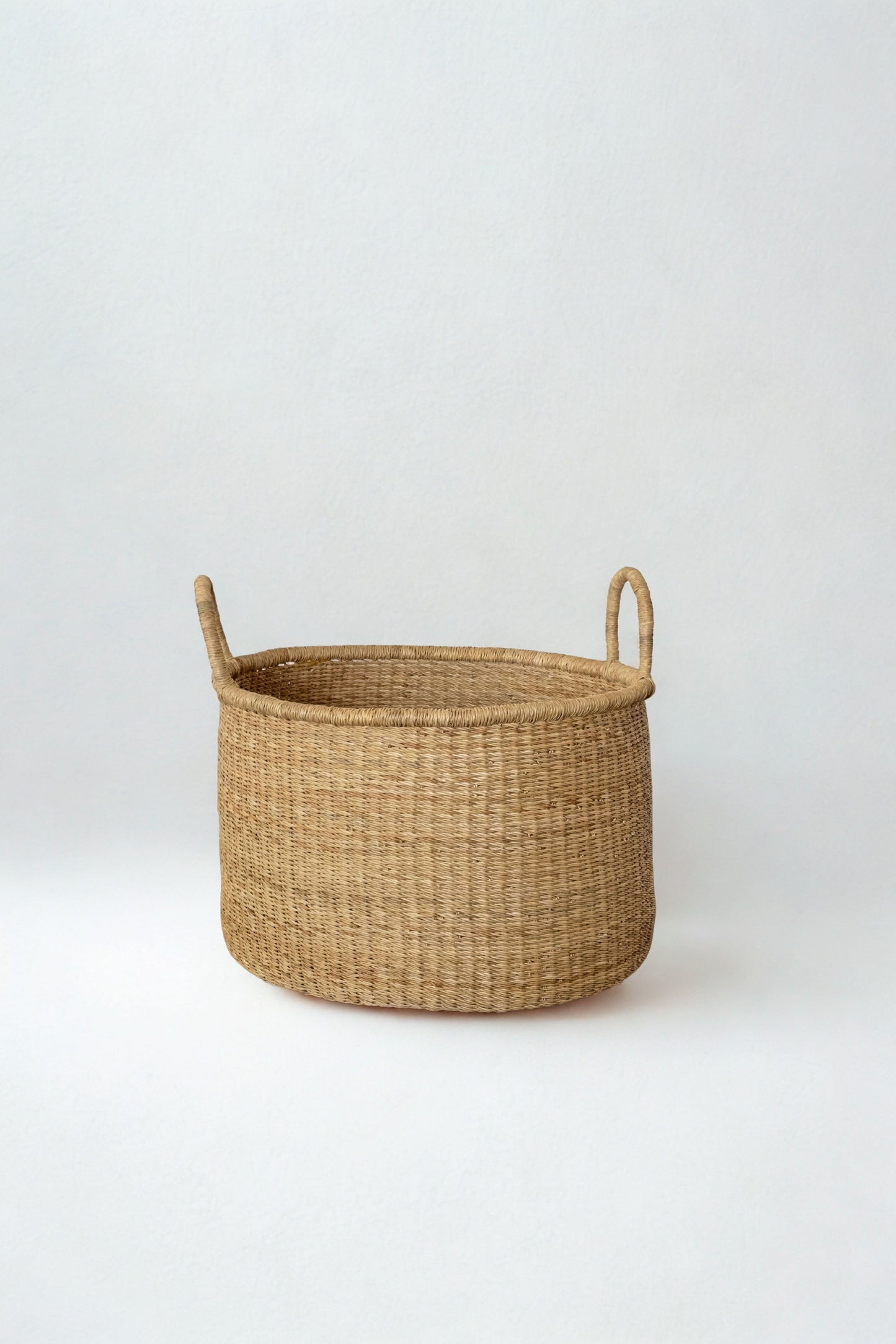 Handwoven Short Basket Hamper - Natural
