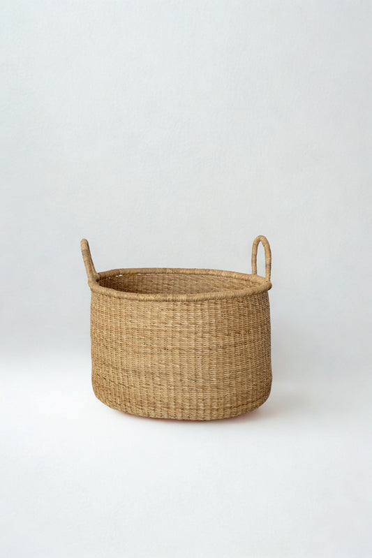 Handwoven Short Basket Hamper - Natural