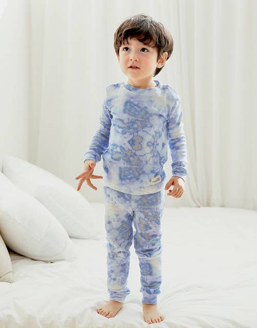 Tie Dyeing Winter Blue Long Sleeve PJs