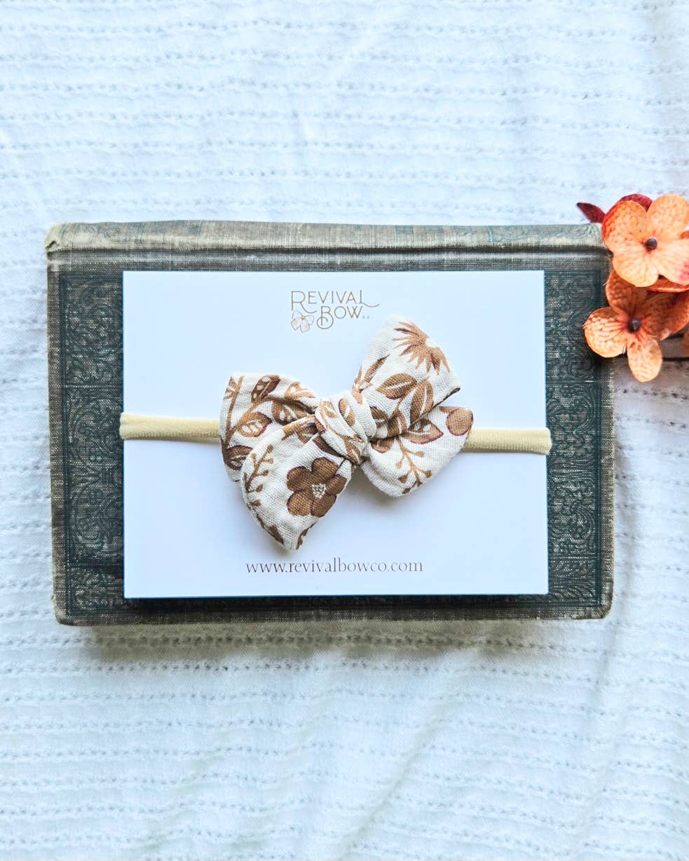 Small Handtied Bow on Headband • Autumn Floral