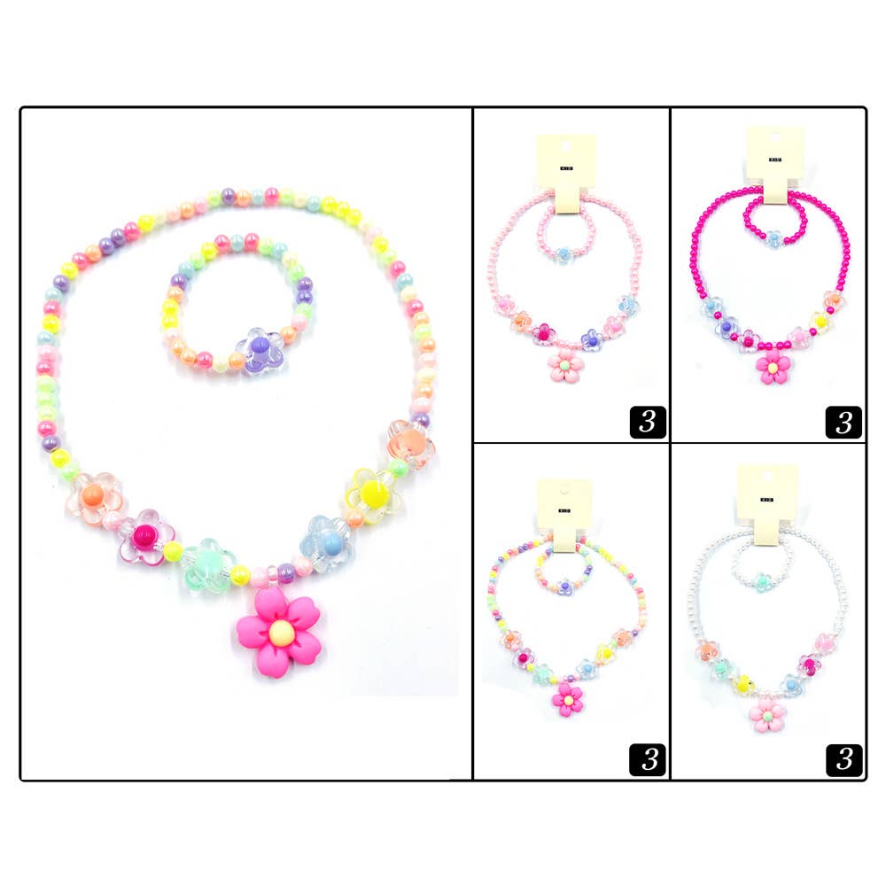 Kids Flower Beaded Jewelry Set