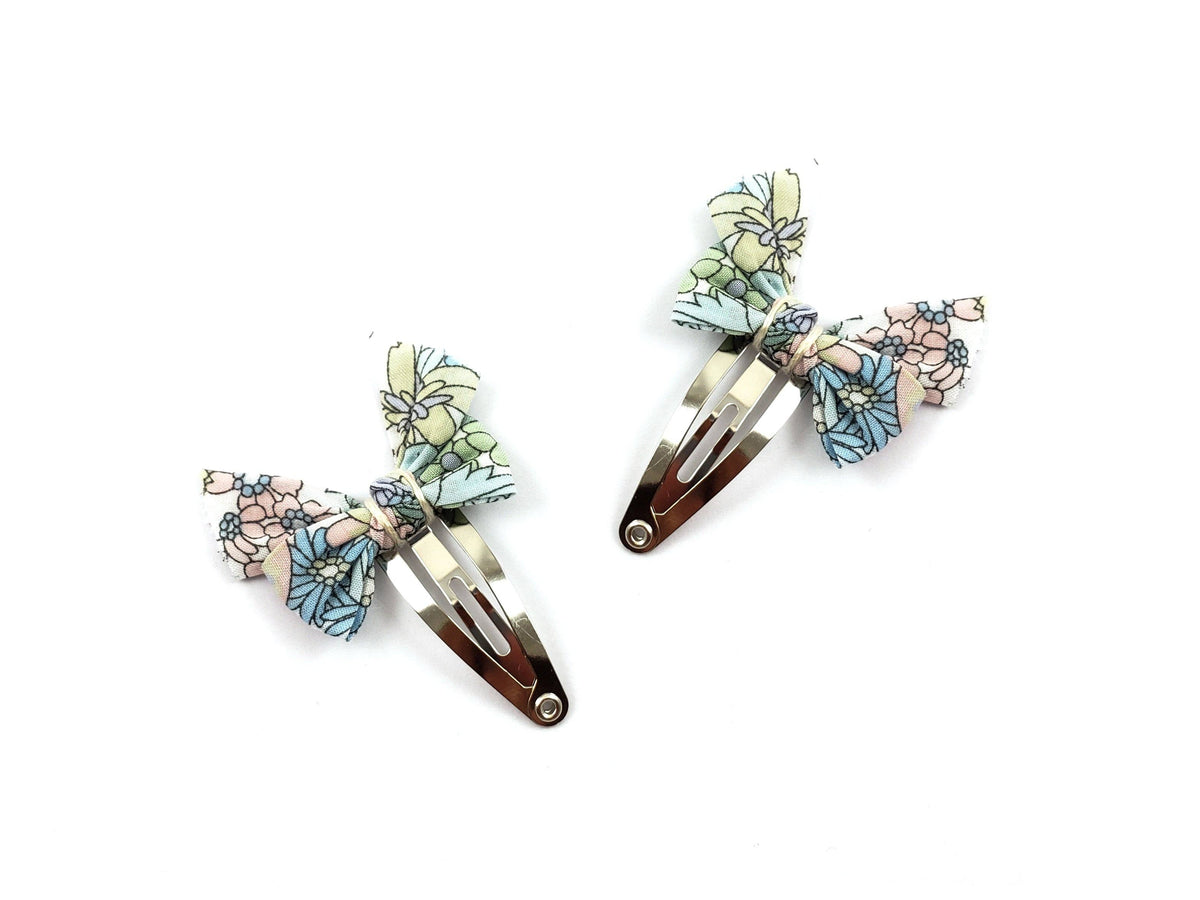 Liberty Print Bow Hair Clips, Rose Gold Plated Brass, Set of