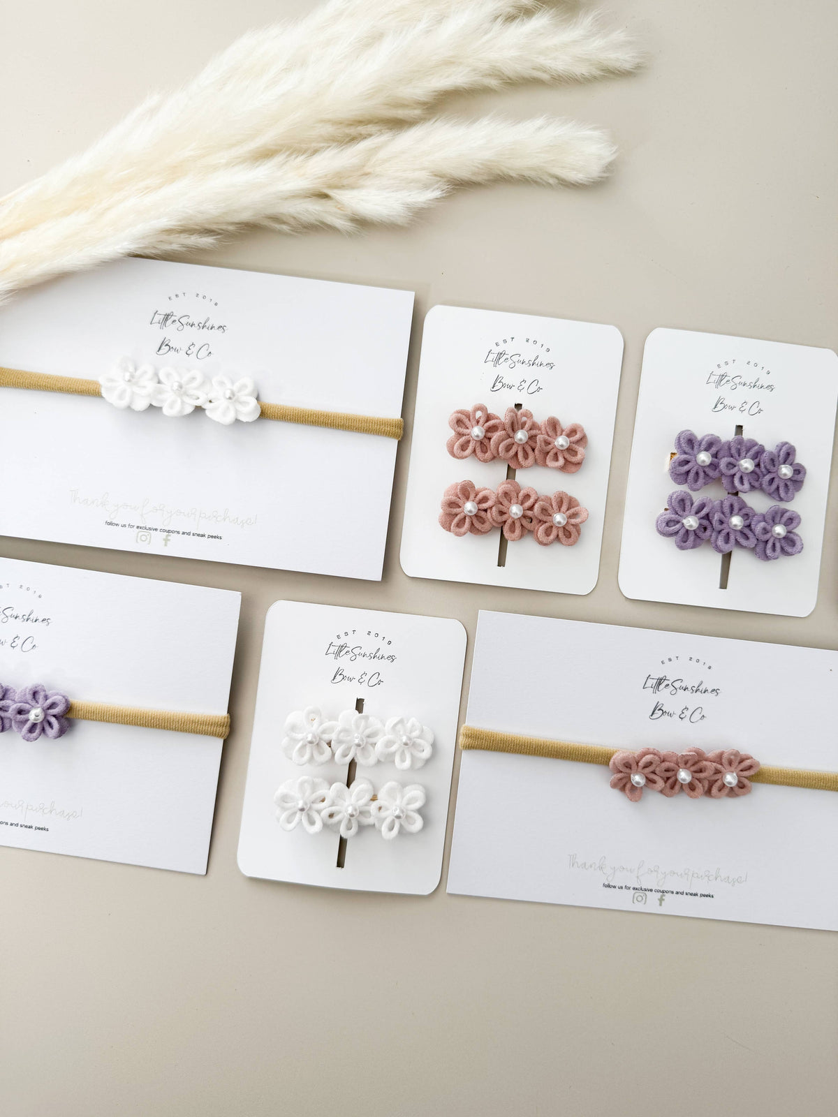 Pearl Flower Hair Clips & Nylon Headband