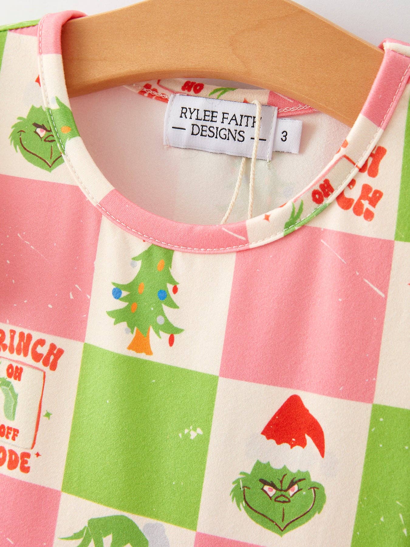 Pink & Green Check Grinch Dress Unicorn Tooth Pink & Green Check Grinch Dress Unicorn Tooth