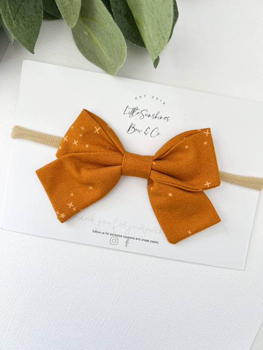 Gold Stars Pinwheel Hair Bow