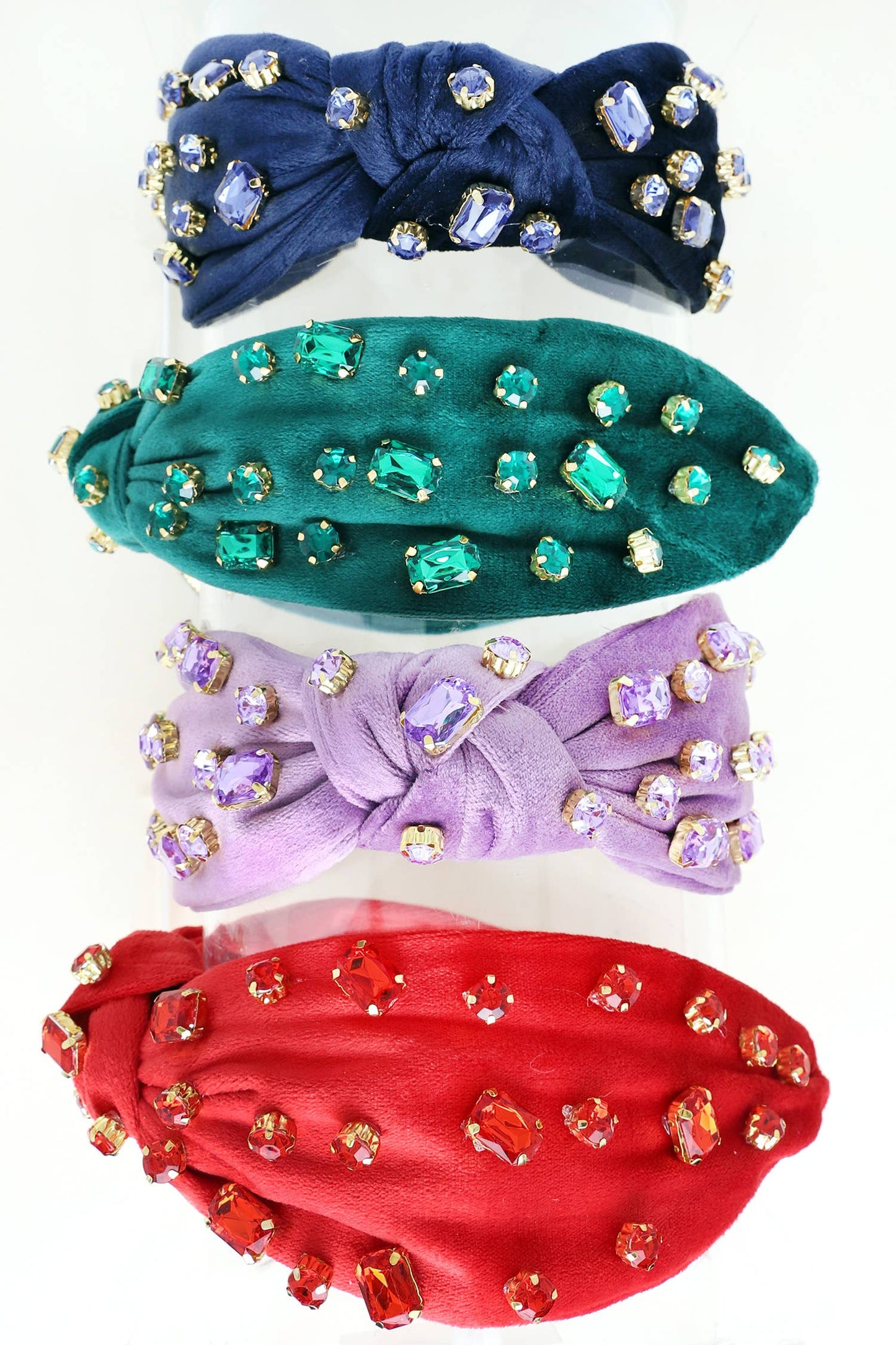 Rhinestone Jeweled Velvet Knotted Headband