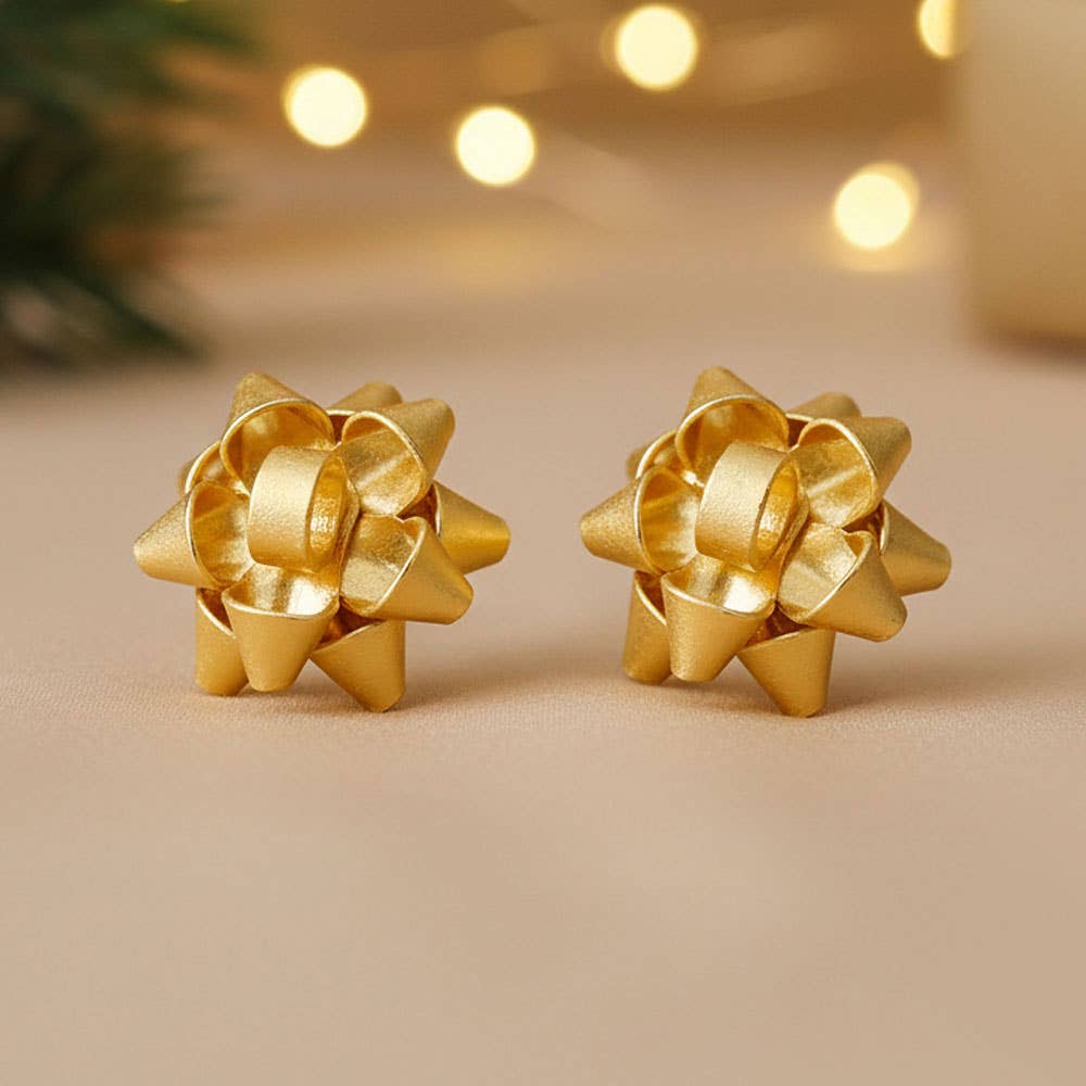 Christmas Gift Bow Stud Earrings