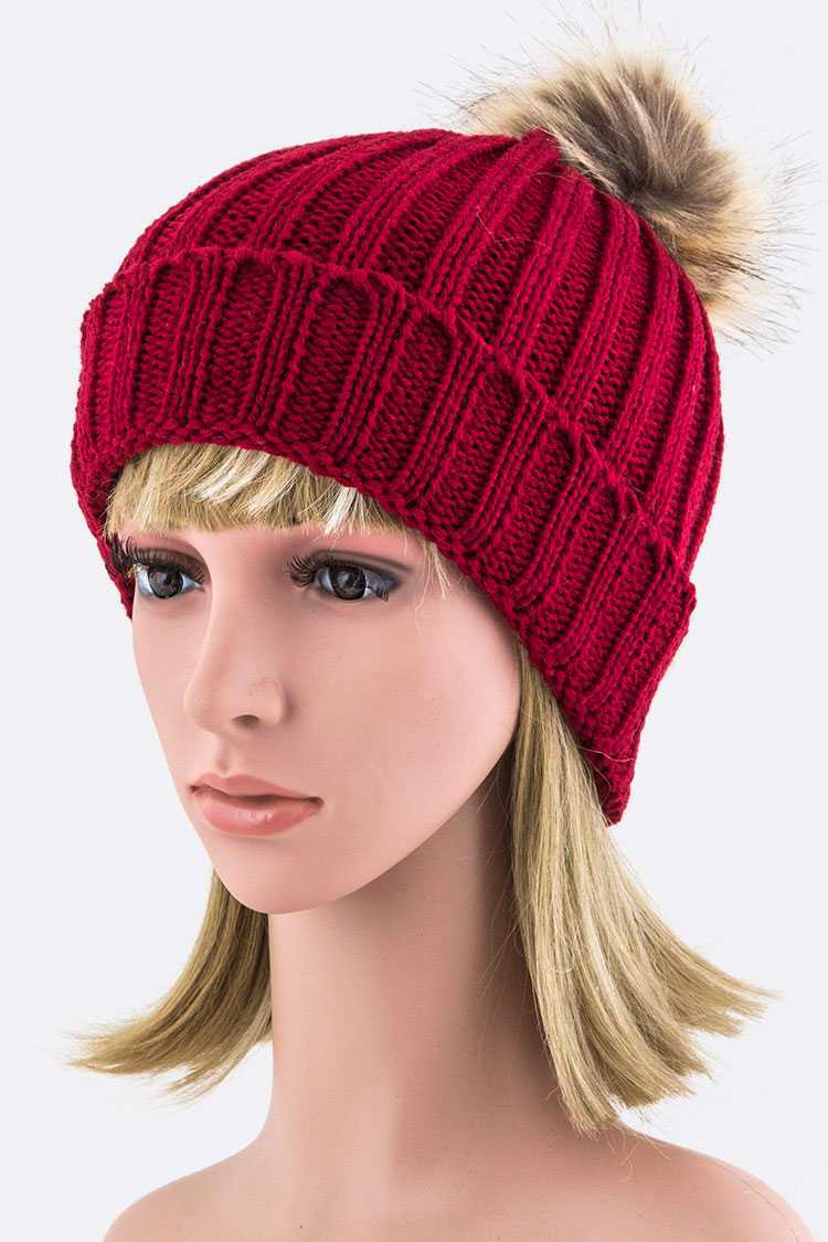 Detachable Fur Pom Fashion Beanie