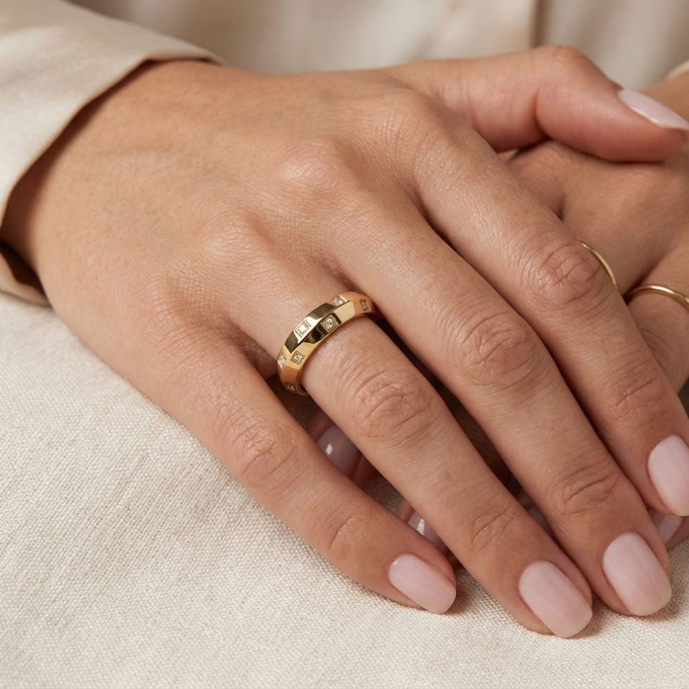Luminous Elegance Gold Band Ring