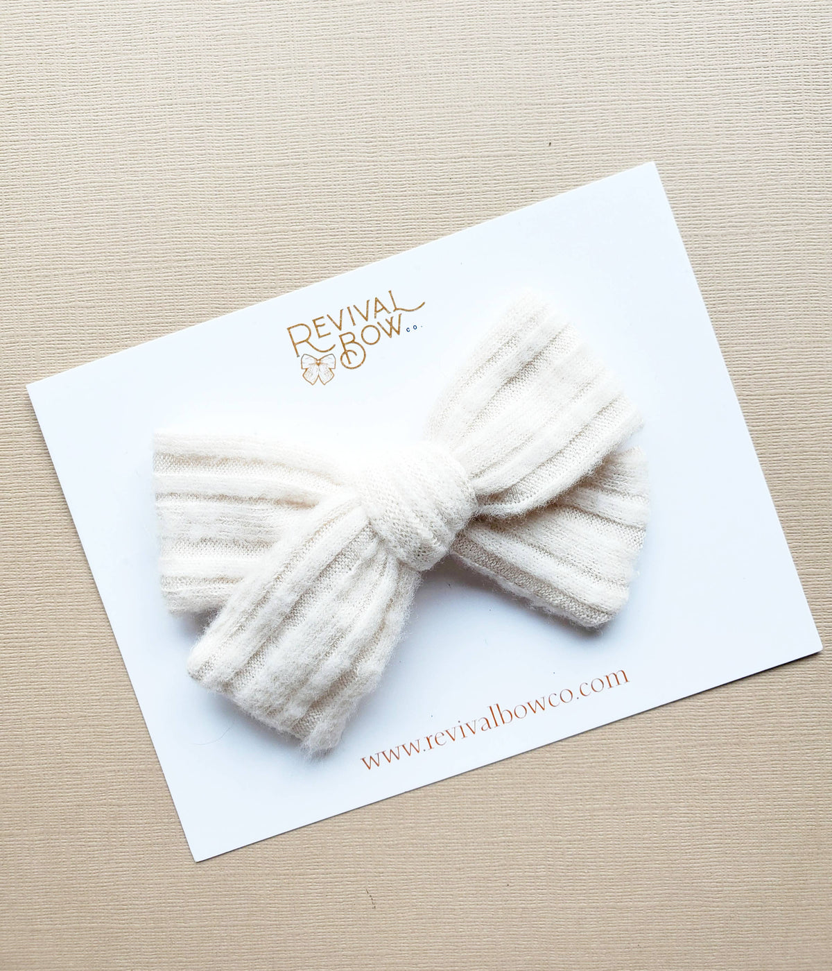 Classic Fabric Bow • Soft Cream Stripe