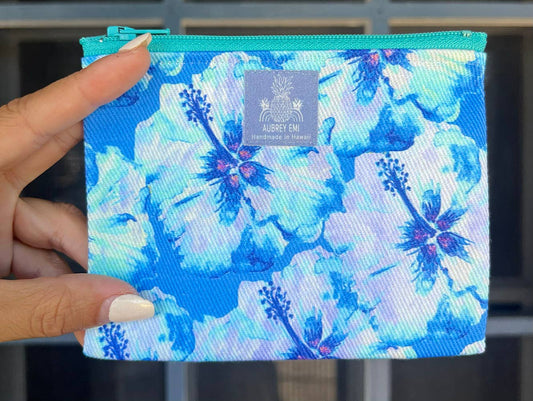Blue Hibiscus Coin Pouch