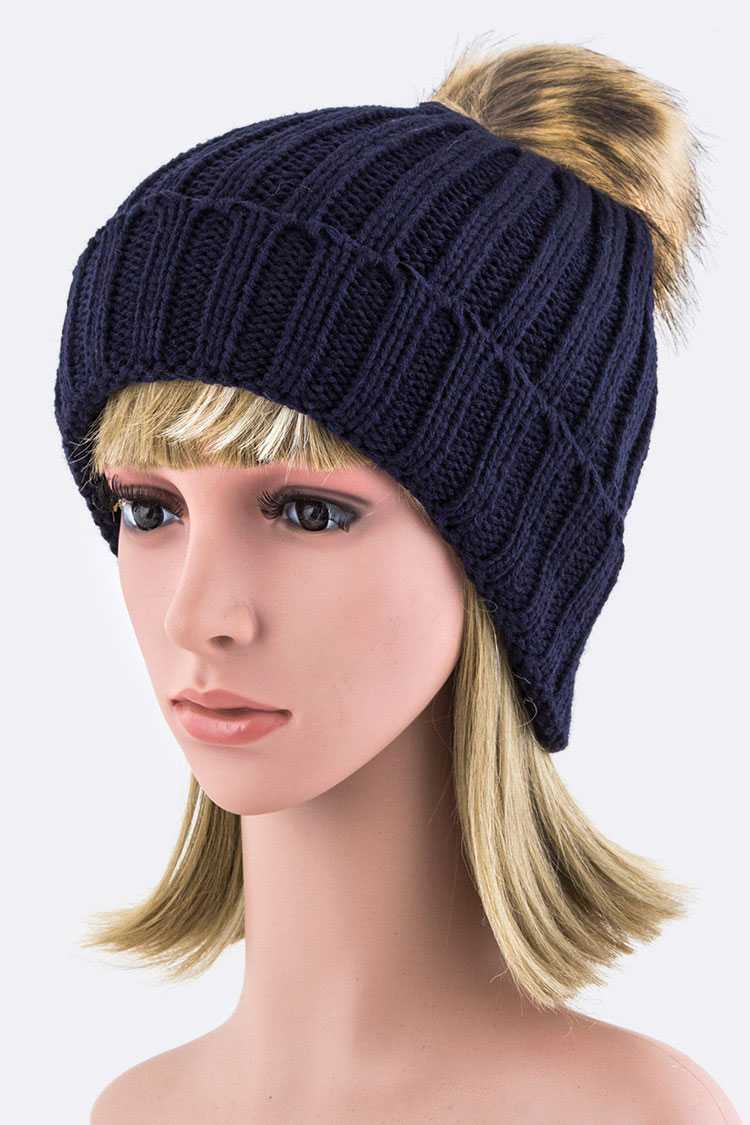 Detachable Fur Pom Fashion Beanie