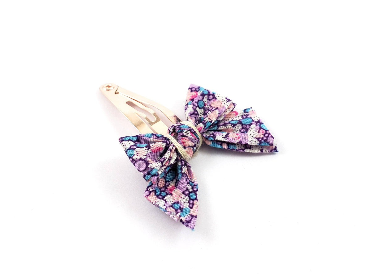 Liberty Print Bow Hair Clips, Rose Gold Plated Brass, Set of