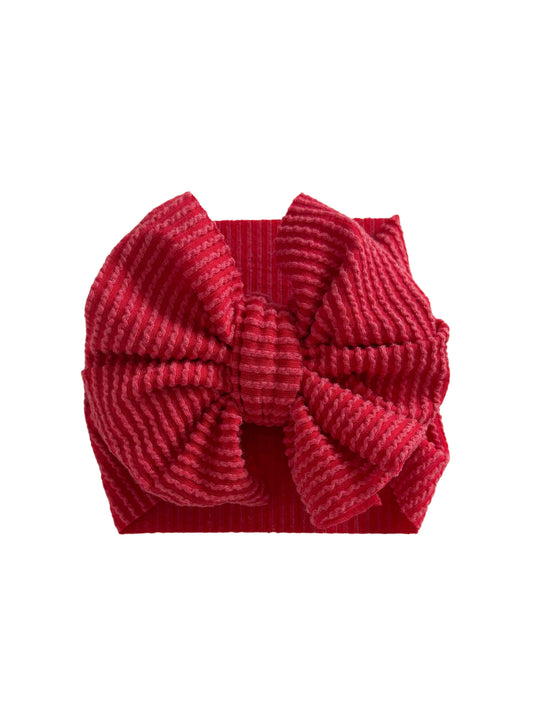 Ribbed Headwrap Bow- Red