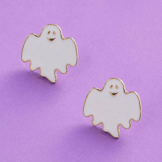 Enamel Halloween Cute Ghost Stud Earrings