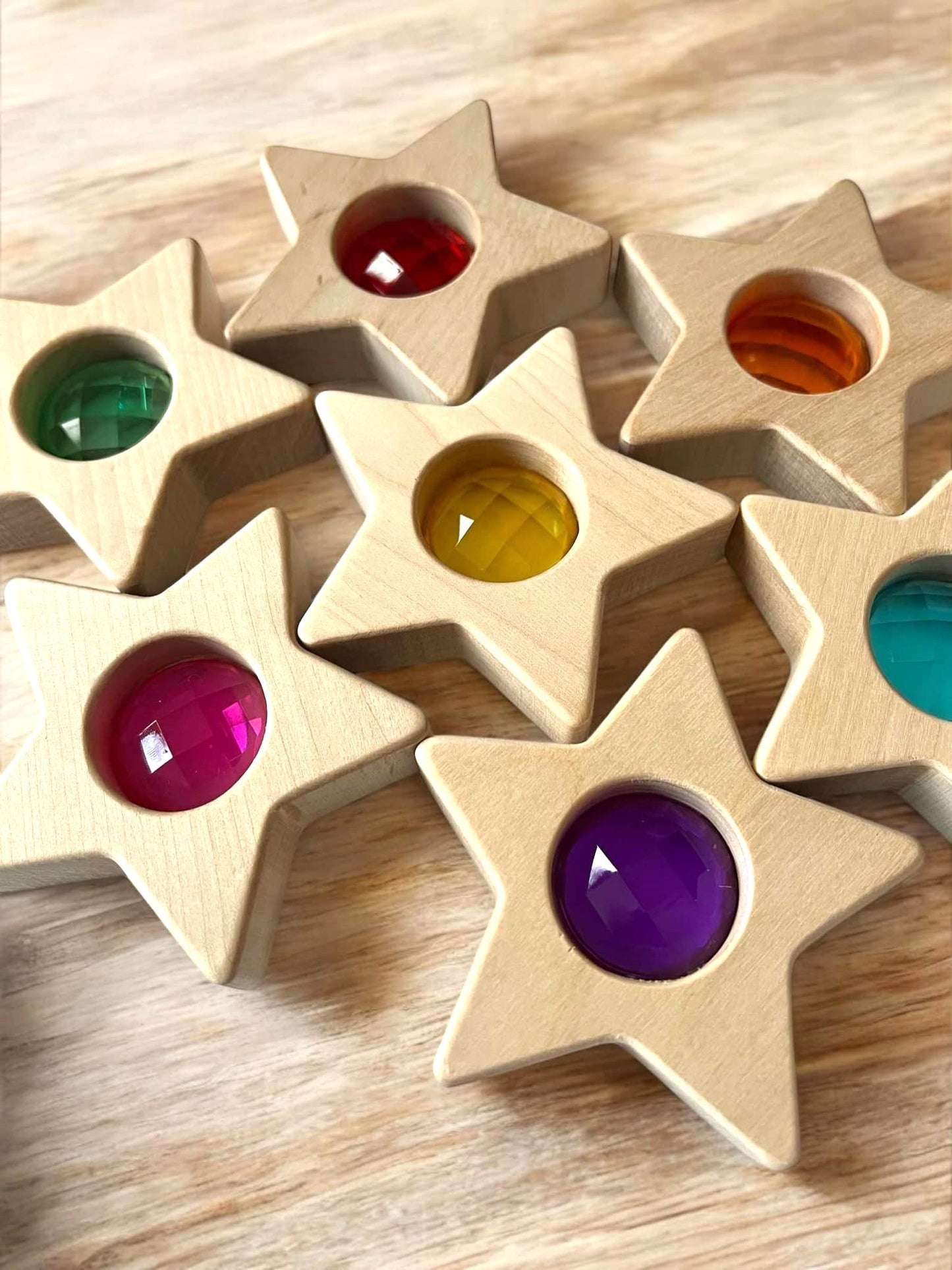 **Pre-order (Ships in 1-2 Weeks)**7 PCS Wooden Gemmed Stars Blocks Set