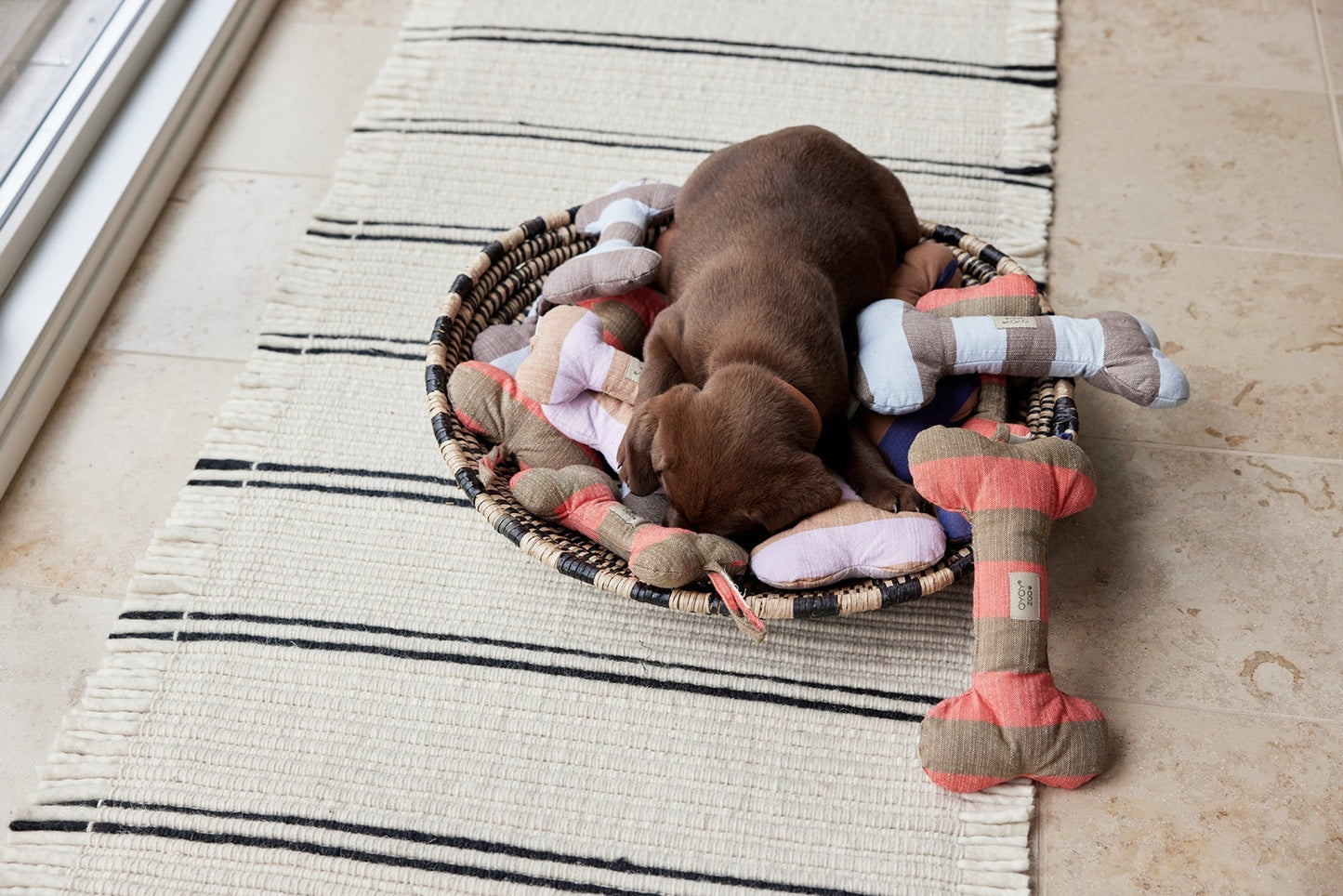 Ashi Dog Toy Small - Cherry Red/Taupe