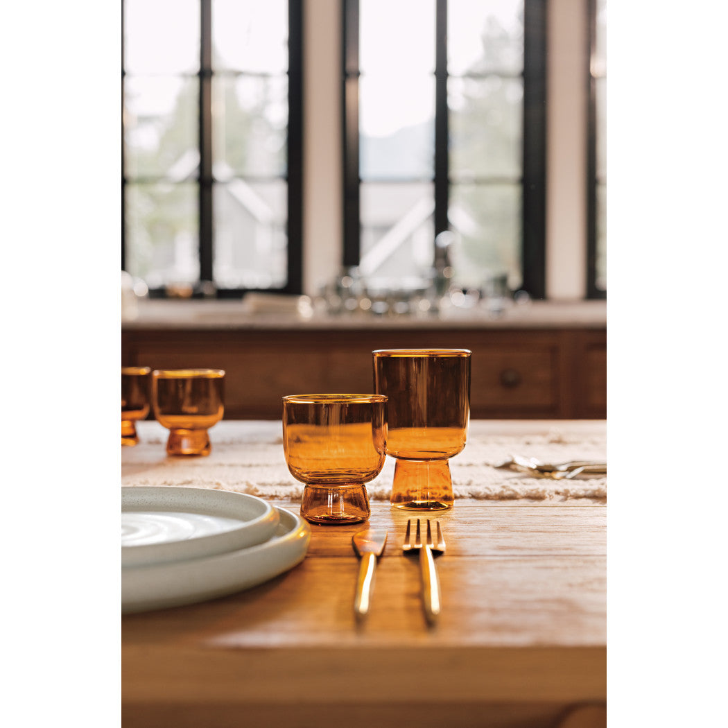 Set of 4 Tumbler 11oz Pedestal Amber