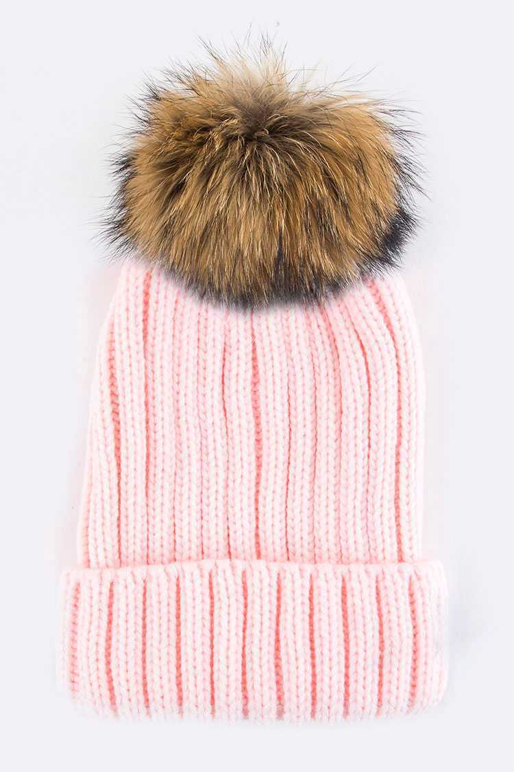 Detachable Fur Pom Fashion Beanie