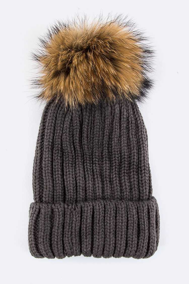 Detachable Fur Pom Fashion Beanie