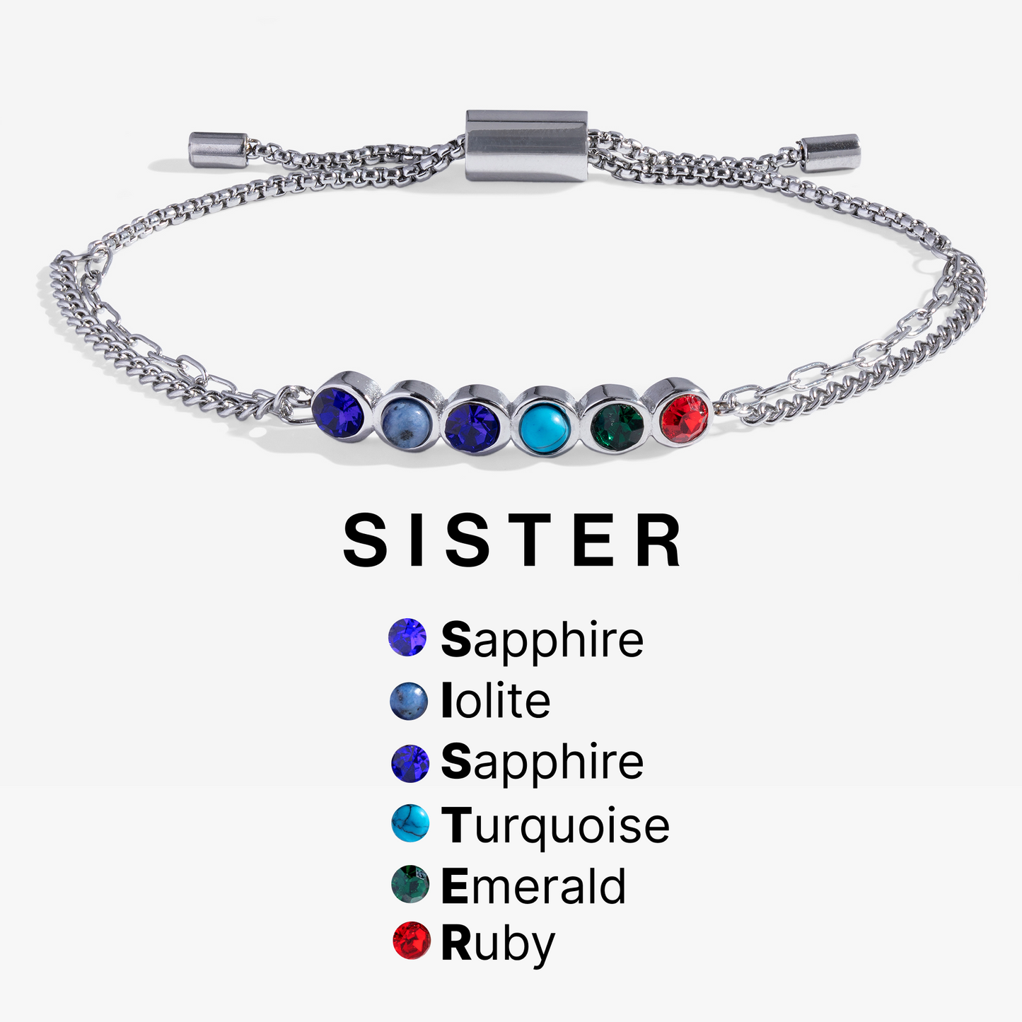 Sister Hidden Message Acrostic Bolo Bracelet