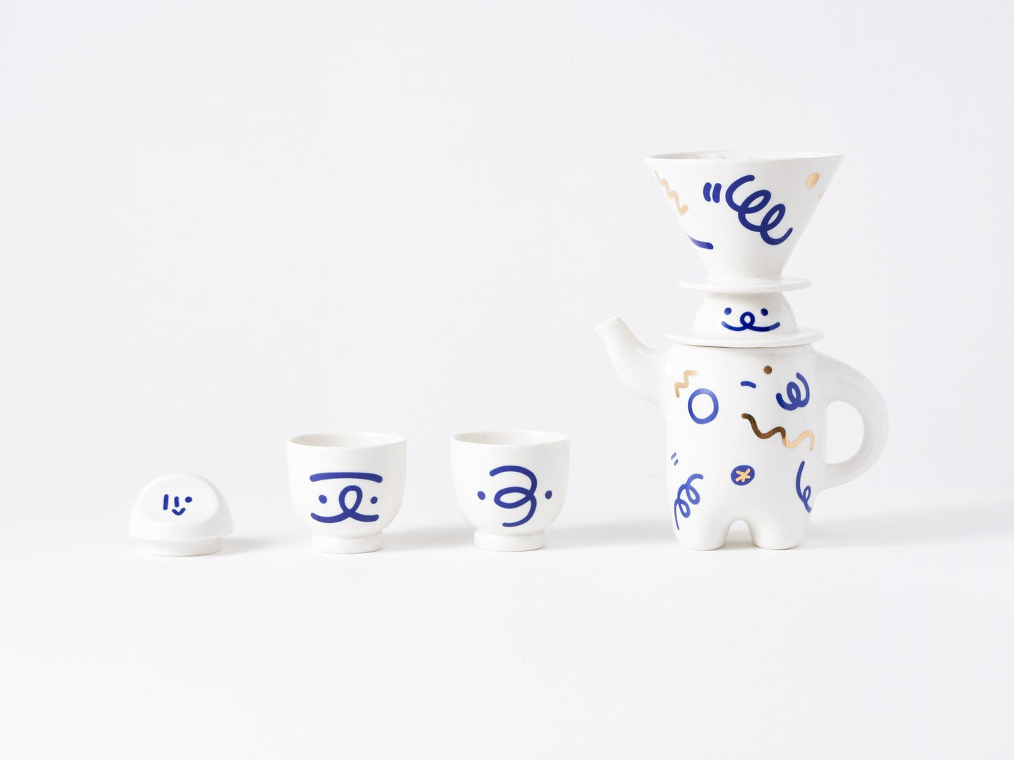 WEKUKU Brew Buddy - Elegant Porcelain Teapot & Coffee Pot (White)