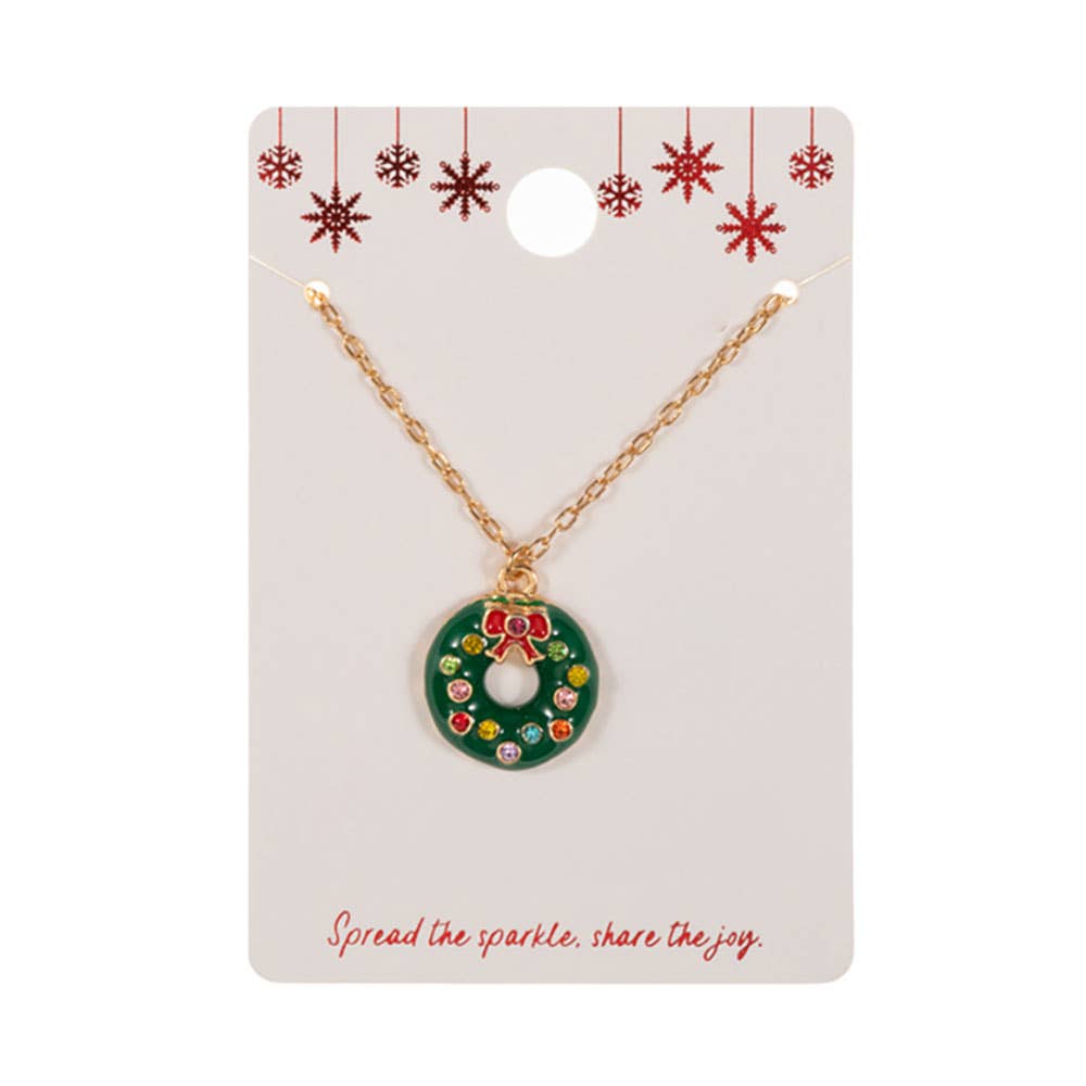 Christmas Wreath Pendant Necklace