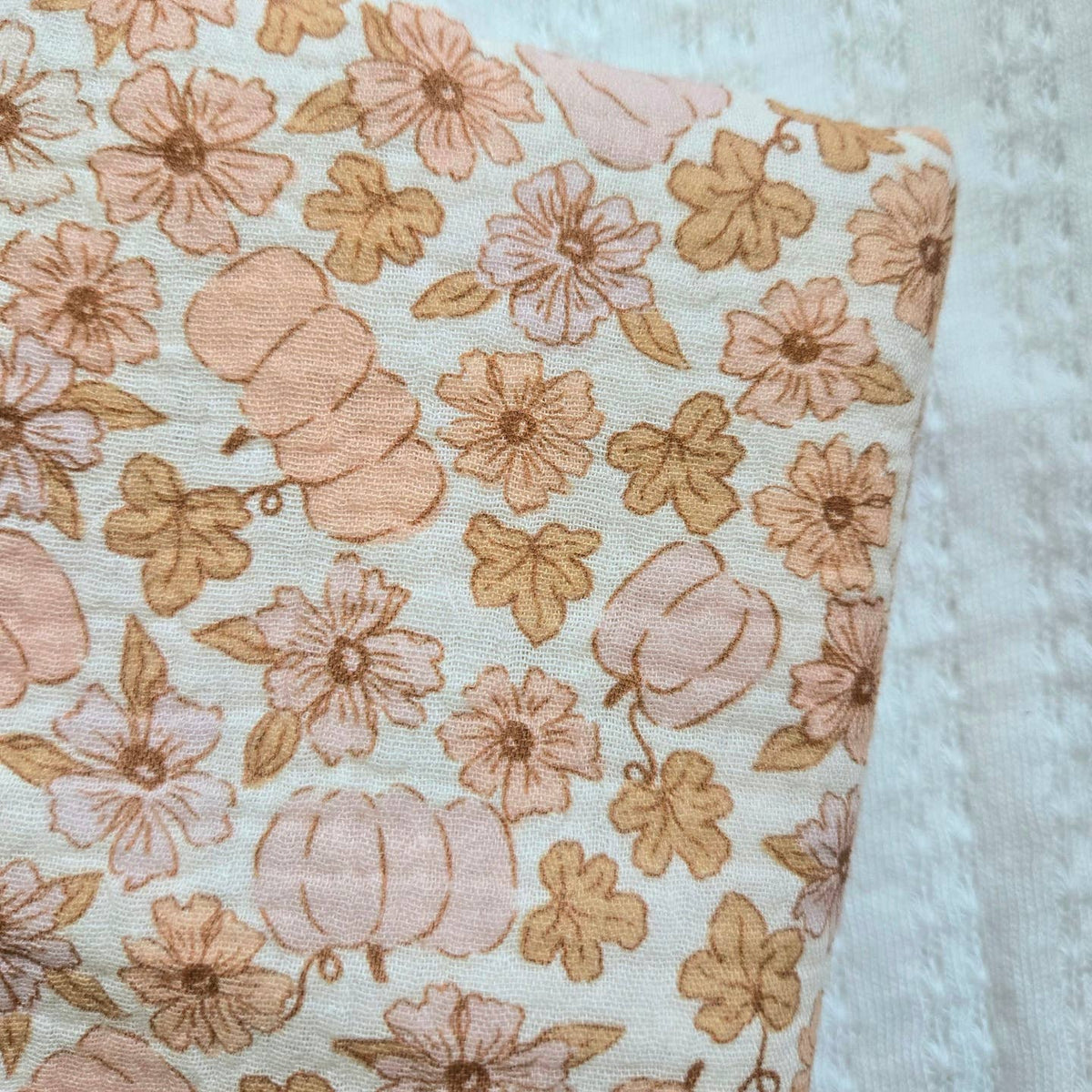 Fable Bow on Clip • Pumpkin Floral Gauze