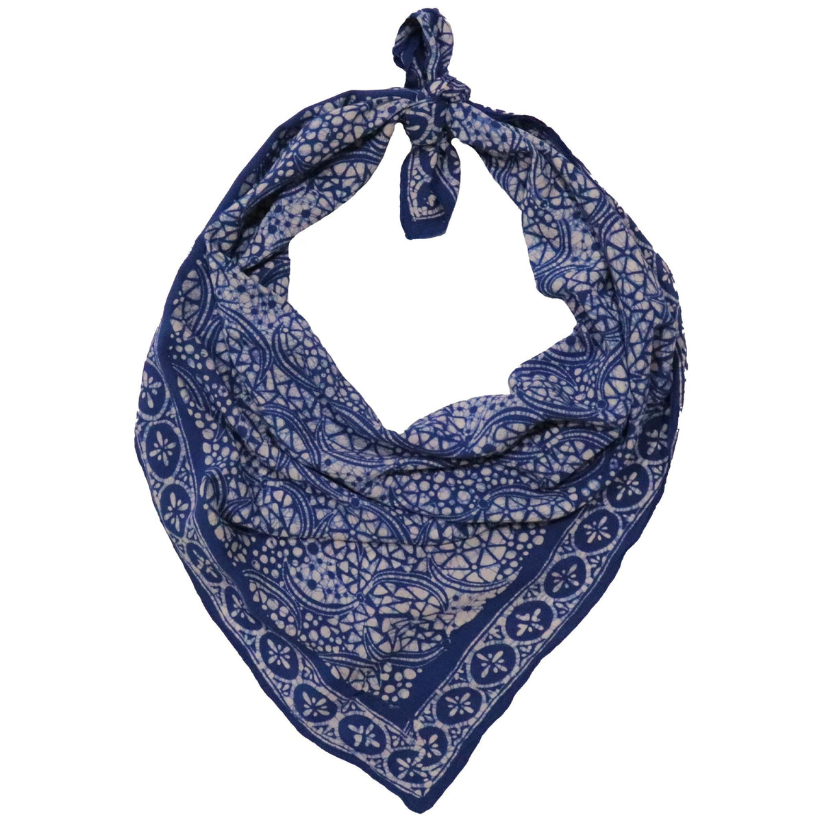 Large 39" Hand Dyed Batik Bandana - Soft Lightweight Cotton, Blue Stone