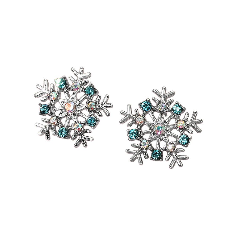 Rhinestone Paved Snowflake Stud Earrings