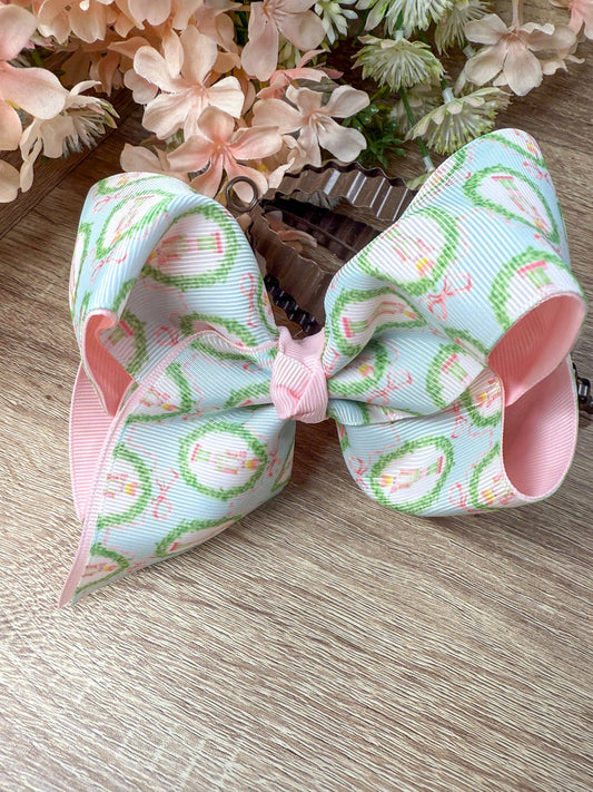 Pastel Nutcracker Printed Double Layer Hair Bow
