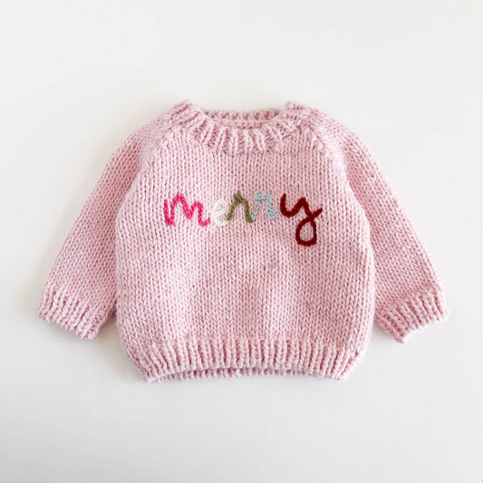 Merry Baby Sweater Pink Christmas Holiday Apparel Gift