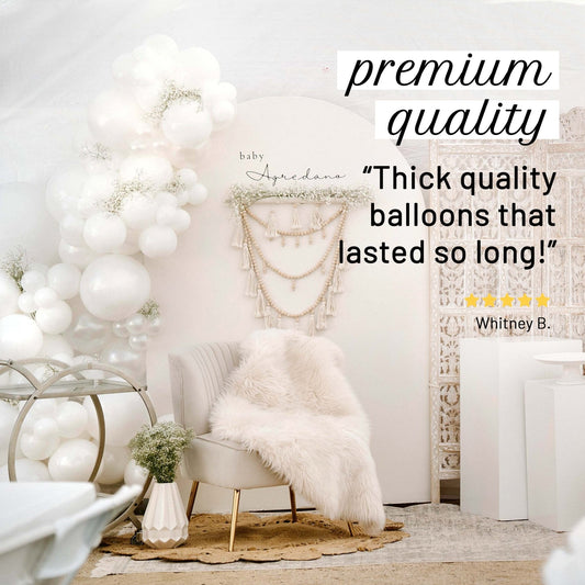 White Wedding Balloon Garland Kit – Pearl & Matte
