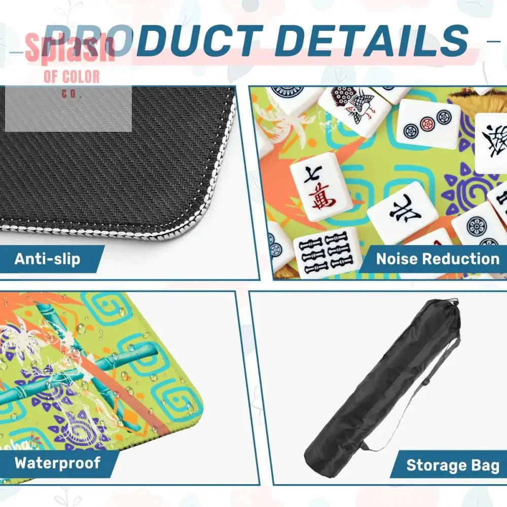 Aloha Hawaii Mahjong Mat Fun Whimsical Lime Green Orange Polynesian Mahj Mat