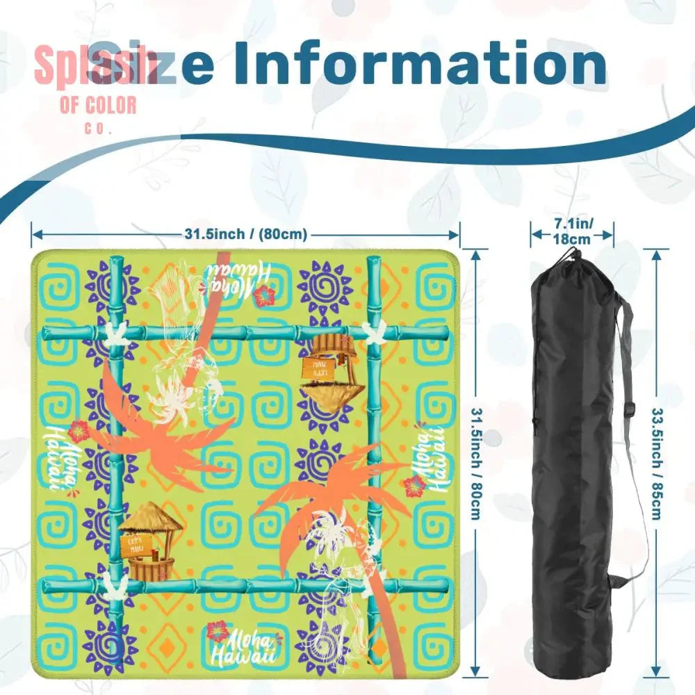 Aloha Hawaii Mahjong Mat Fun Whimsical Lime Green Orange Polynesian Mahj Mat