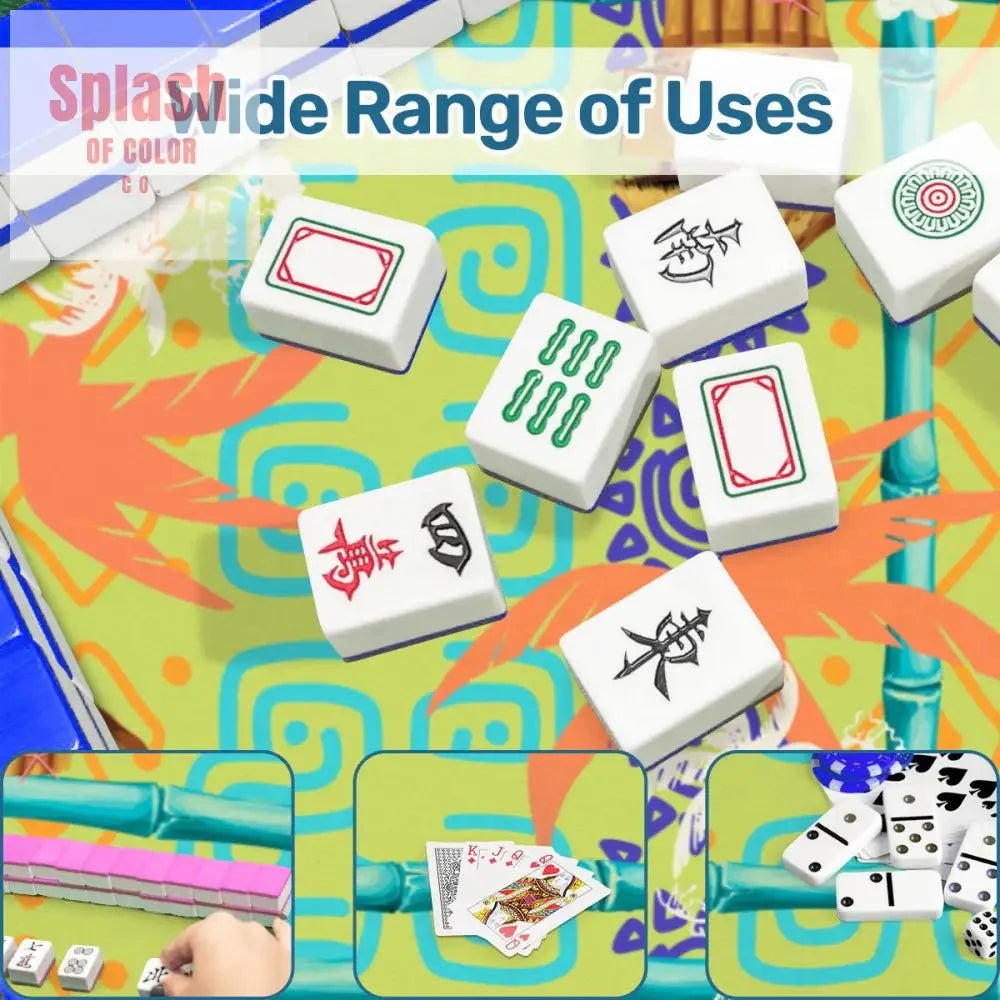 Aloha Hawaii Mahjong Mat Fun Whimsical Lime Green Orange Polynesian Mahj Mat