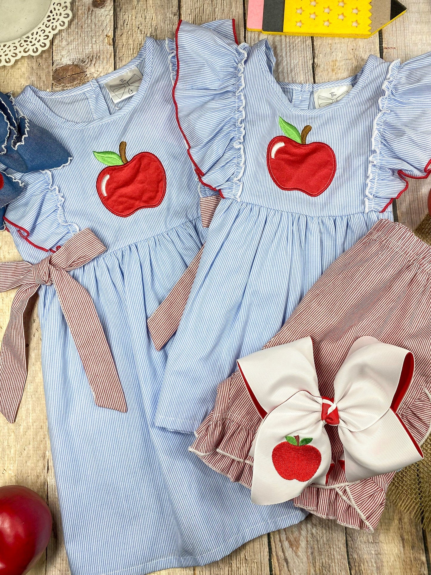Apple Stripe Tie Dress | Girls Back to School Dress