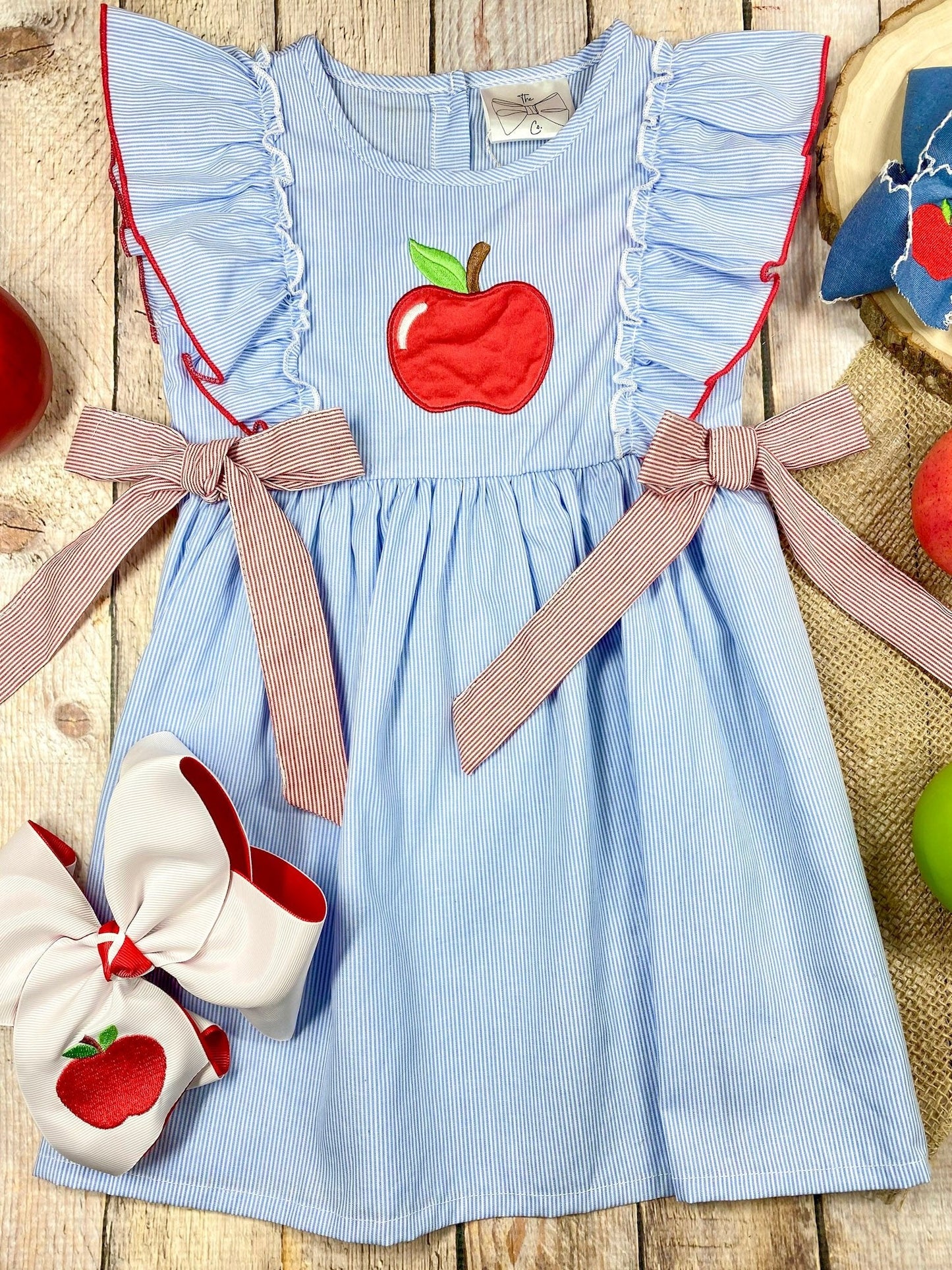 Apple Stripe Tie Dress | Girls Back to School Dress