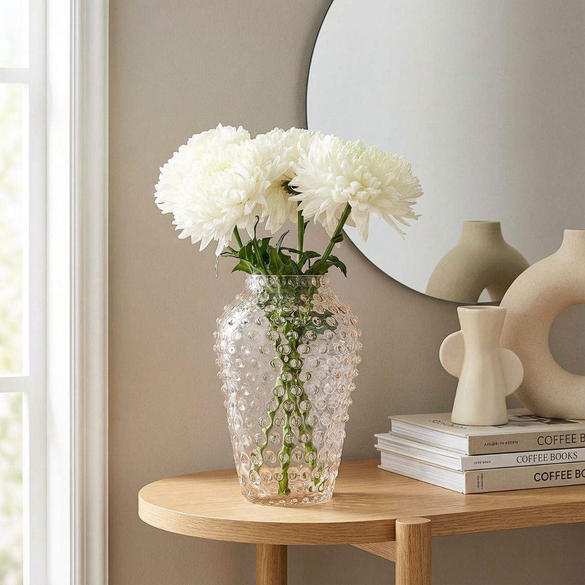 Hobnail Vase - Barrel - Apricot chiffon