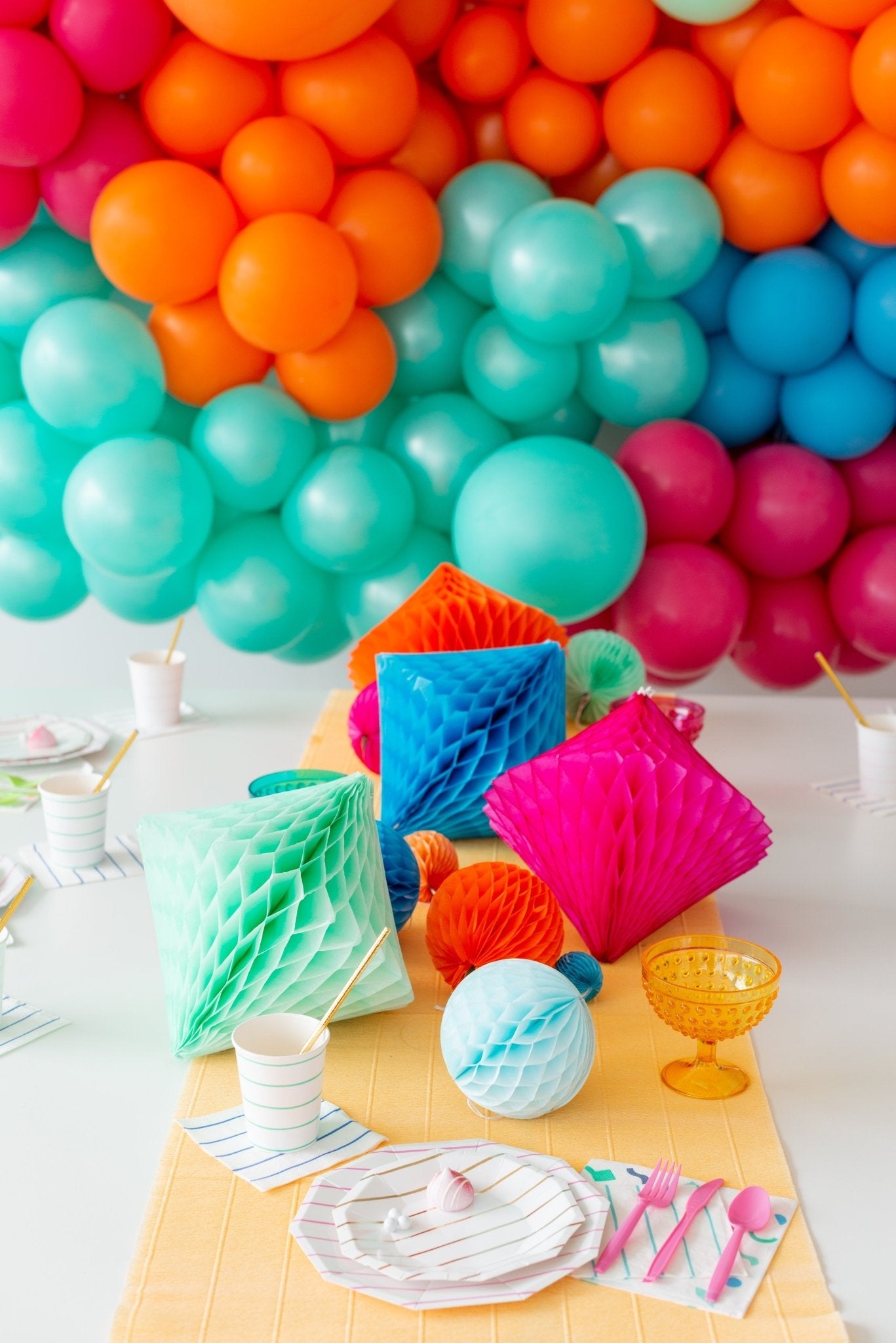 Aqua Green Striped Paper Napkins