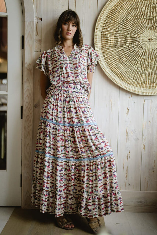 Aria Maxi Skirt - Derby Print