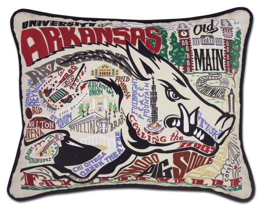 Arkansas, University of Collegiate Hand-Embroidered Pillow