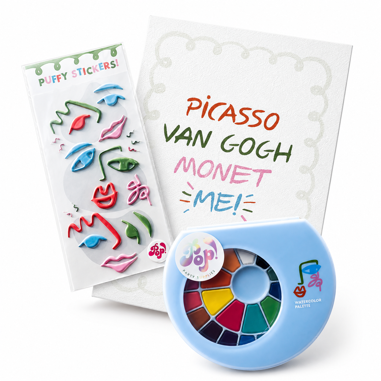 Little Artist Bundle Pack - Paper, Palette, Watercolors, Paintbrush and Stickers!