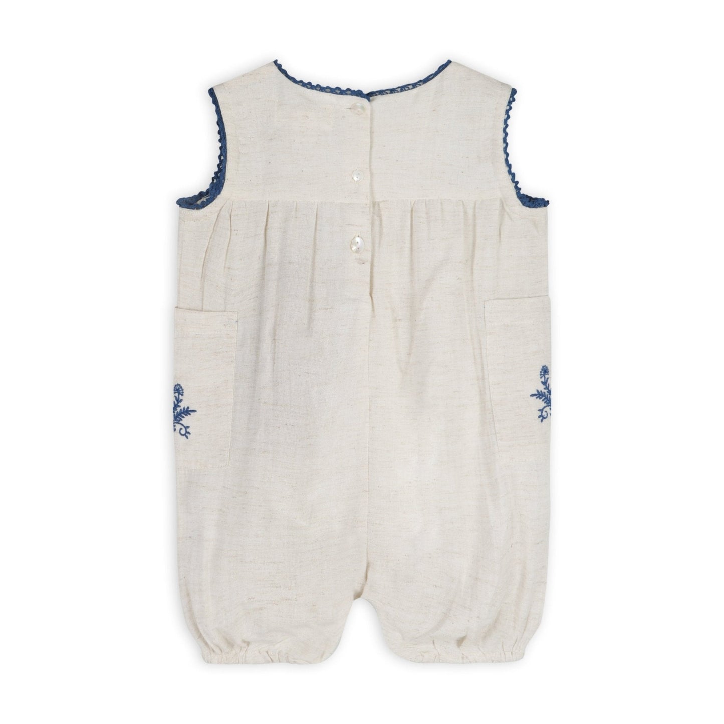 Azurea Linen Embroidery Romper