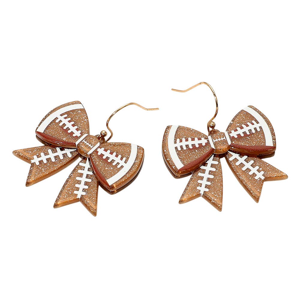 Resin Baseball Bow Dangle Earrings