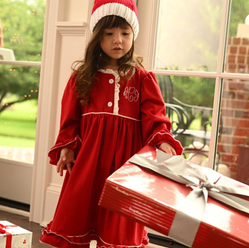 Christmas Red Ruffle Nightgown