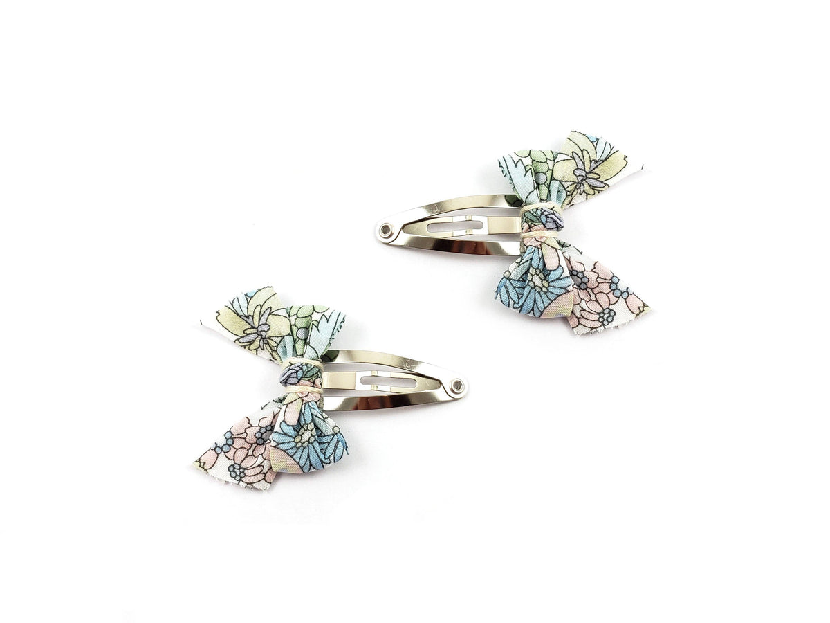Liberty Print Bow Hair Clips, Rose Gold Plated Brass, Set of