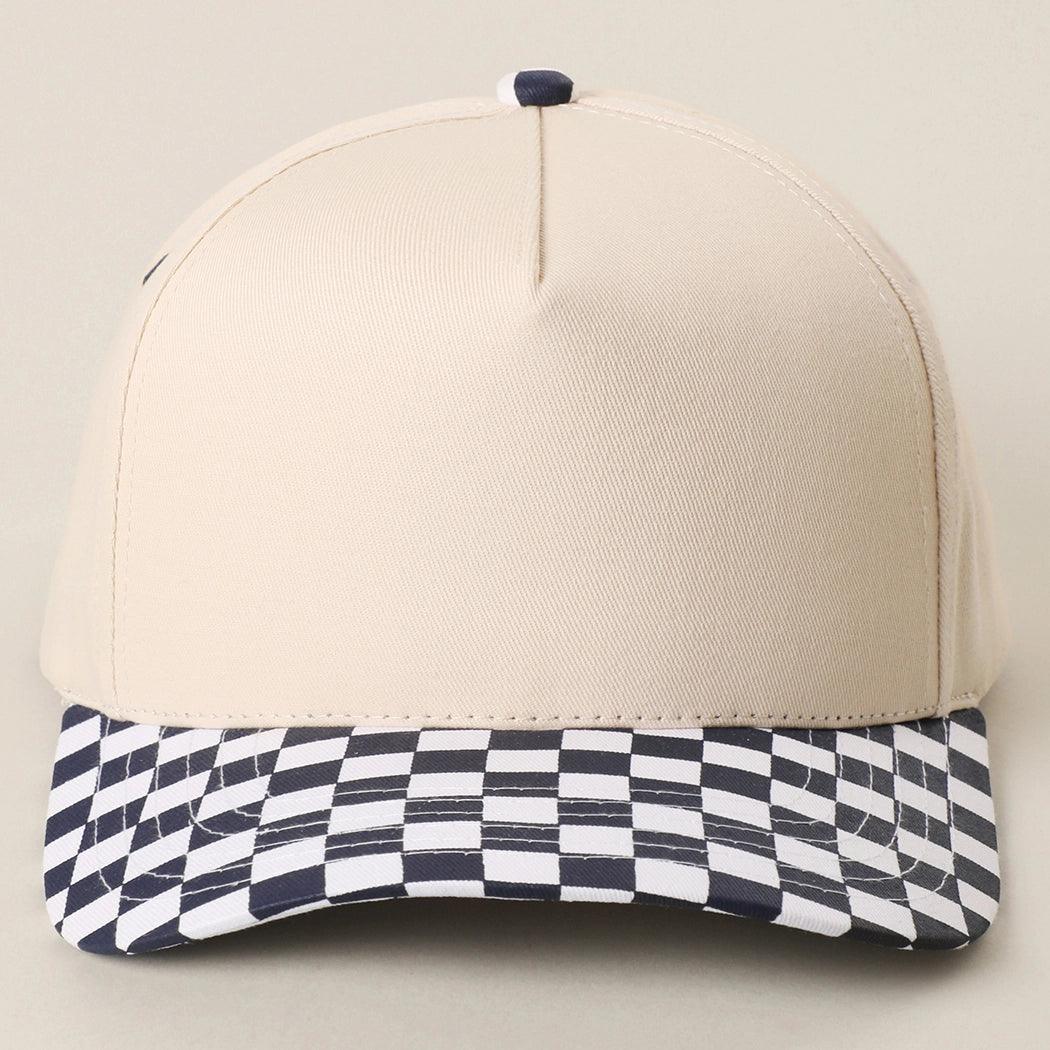 Collegiate Letter or Number Glitter HTV or Fabric Applique Embroidered Adjustable Checkered Bill Snapback Baseball Hat